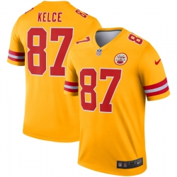 Nike Chiefs 87 Travis Kelce Gold Inverted Legend Jersey Nike Chiefs 87 Travis Kelce Gold Inverted Legend Jersey