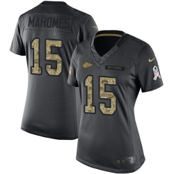 Nike Chiefs #15 Patrick Mahomes Black Womens Stitched NFL Limited 2016 Salute to Service Jersey Nike Chiefs #15 Patrick Mahomes Black Womens Stitched NFL Limited 2016 Salute to Service Jersey