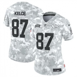 Women Kansas City Chiefs 87 Travis Kelce 2024 F U S E Arctic Camo Salute To Service Limited Stitched Football Jersey