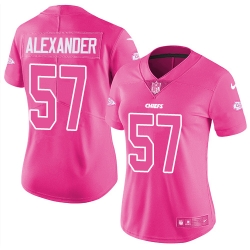 Womens Nike Chiefs #57 D J Alexander Pink  Stitched NFL Limited Rush Fashion Jersey Womens Nike Chiefs #57 D J Alexander Pink  Stitched NFL Limited Rush Fashion Jersey