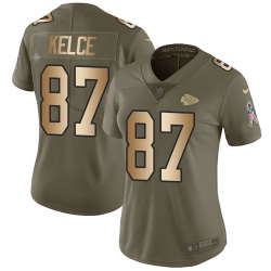 Womens Nike Chiefs #87 Travis Kelce Olive Gold  Stitched NFL Limited 2017 Salute to Service Jersey Womens Nike Chiefs #87 Travis Kelce Olive Gold  Stitched NFL Limited 2017 Salute to Service Jersey