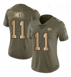 Womens Nike Kansas City Chiefs 11 Alex Smith Limited OliveGold 2017 Salute to Service NFL Jersey