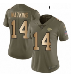 Womens Nike Kansas City Chiefs 14 Sammy Watkins Limited OliveGold 2017 Salute to Service NFL Jersey