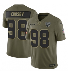 Men Las Vegas Raiders 98 Maxx Crosby Olive 2025 F U S E  Salute to Service Limited Stitched Football Jersey Men Las Vegas Raiders 98 Maxx Crosby Olive 2025 F U S E  Salute to Service Limited Stitched Football Jersey