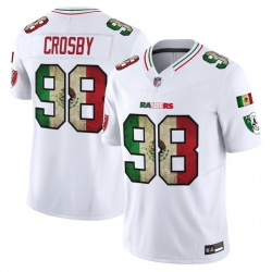 Men Las Vegas Raiders  98 Maxx Crosby White Mexico F U S E  Vapor Stitched Football Jersey