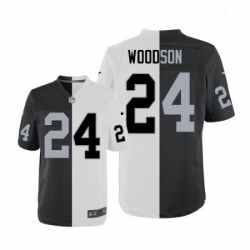 Mens Nike Oakland Raiders 24 Charles Woodson Elite BlackWhite Split Fashion NFL Jersey Mens Nike Oakland Raiders 24 Charles Woodson Elite BlackWhite Split Fashion NFL Jersey