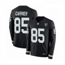 Mens Nike Oakland Raiders 85 Derek Carrier Limited Black Therma Long Sleeve NFL Jersey Mens Nike Oakland Raiders 85 Derek Carrier Limited Black Therma Long Sleeve NFL Jersey