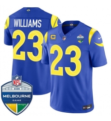 Men Los Angeles Rams Kyren Williams Royal 2026 F U S E 4 Star C Patch And Melbourne Game Patch Vapor Limited Stitched Football Jersey Men Los Angeles Rams Kyren Williams Royal 2026 F U S E 4 Star C Patch And Melbourne Game Patch Vapor Limited Stitched Football Jersey