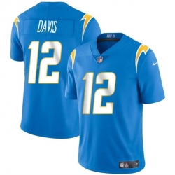 Men Los Angeles Chargers 12 Derius Davis Blue 2024 Vapor Limited Stitched Football Jersey