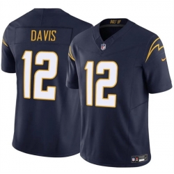 Men Los Angeles Chargers 12 Derius Davis Navy 2024 F U S E Vapor Limited Stitched Football Jersey