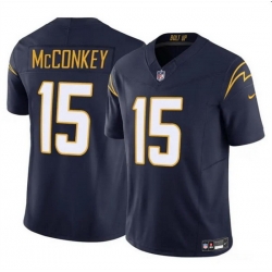 Men Los Angeles Chargers 15 Ladd McConkey Navy 2024 Draft F U S E  Vapor Limited Stitched Football Jersey