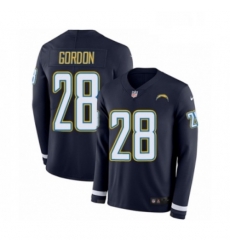 Men Nike Los Angeles Chargers 28 Melvin Gordon Limited Navy Blue Therma Long Sleeve NFL Jersey