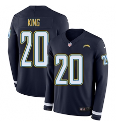 Nike Chargers #20 Desmond King Navy Blue Team Color Men Stitched NFL Limited Therma Long Sleeve Jersey