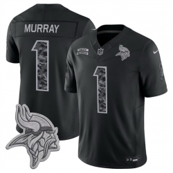 Men Minnesota Vikings  1 Kyler Murray Black F U S E  2026 Salute to Service Limited Stitched Football Jersey