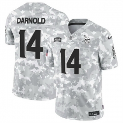 Men Minnesota Vikings 14 Sam Darnold 2024 F U S E Arctic Camo Salute To Service Limited Stitched Football Jersey