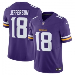 Men Minnesota Vikings 18 Justin Jefferson Nike Purple Vapor F U S E Limited Jerseys