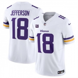 Men Minnesota Vikings 18 Justin Jefferson White 2024 F U S E  With 2 Star C Patch Vapor Limited Stitched Jersey