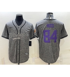 Men Minnesota Vikings 84 Randy Moss Grey With Patch Cool Base Stitched Baseball Jersey