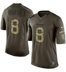 Nike Vikings #8 Sam Bradford Green Men Stitched NFL Limited Salute to Service Jersey