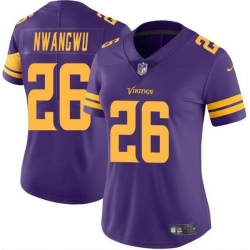 Women Minnesota Vikings 26 Kene Nwangwu Purple Color Rush Limited Stitched Jersey