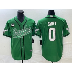 Men Philadelphia Eagles 0 D u2019andre Swift Green With C Patch Cool Base Stitched Baseball Jersey Men Philadelphia Eagles 0 D u2019andre Swift Green With C Patch Cool Base Stitched Baseball Jersey