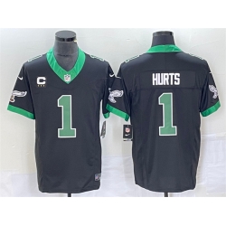 Men Philadelphia Eagles 1 Jalen Hurts Black 2023 F U S E  Vapor Untouchable With C Patch Stitched Football Jersey Men Philadelphia Eagles 1 Jalen Hurts Black 2023 F U S E  Vapor Untouchable With C Patch Stitched Football Jersey