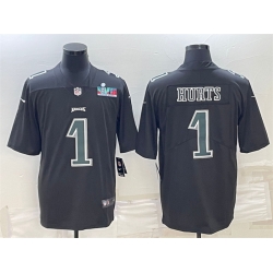 Men Philadelphia Eagles 1 Jalen Hurts Black Green Super Bowl LVII Patch Vapor Untouchable Limited Stitched Jersey Men Philadelphia Eagles 1 Jalen Hurts Black Green Super Bowl LVII Patch Vapor Untouchable Limited Stitched Jersey