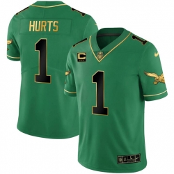 Men Philadelphia Eagles 1 Jalen Hurts Green black Gold Vapor Limited Stitched Football Jersey Men Philadelphia Eagles 1 Jalen Hurts Green black Gold Vapor Limited Stitched Football Jersey