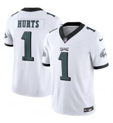 Men Philadelphia Eagles 1 Jalen Hurts White 2023 F U S E  Vapor Untouchable Limited Stitched Football Jersey