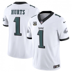 Men Philadelphia Eagles 1 Jalen Hurts White 2023 F U S E  With C Patch Vapor Untouchable Limited Stitched Football Jersey Men Philadelphia Eagles 1 Jalen Hurts White 2023 F U S E  With C Patch Vapor Untouchable Limited Stitched Football Jersey