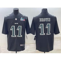 Men Philadelphia Eagles 11 A J  Brown Black Green Super Bowl LVII Patch Vapor Untouchable Limited Stitched Jersey Men Philadelphia Eagles 11 A J  Brown Black Green Super Bowl LVII Patch Vapor Untouchable Limited Stitched Jersey