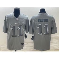 Men Philadelphia Eagles 11 A J  Brown Gray Atmosphere Fashion Stitched Jersey Men Philadelphia Eagles 11 A J  Brown Gray Atmosphere Fashion Stitched Jersey