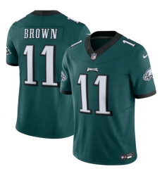 Men Philadelphia Eagles 11 A J  Brown Green 2023 F U S E  Vapor Untouchable Limited Stitched Football Jersey