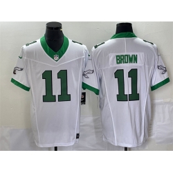 Men Philadelphia Eagles 11 A J Brown White 2023 F U S E Vapor Untouchable Stitched Football Jersey Men Philadelphia Eagles 11 A J Brown White 2023 F U S E Vapor Untouchable Stitched Football Jersey