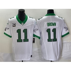 Men Philadelphia Eagles 11 A J Brown White 2023 F U S E With C Patch Vapor Untouchable Stitched Football Jersey Men Philadelphia Eagles 11 A J Brown White 2023 F U S E With C Patch Vapor Untouchable Stitched Football Jersey