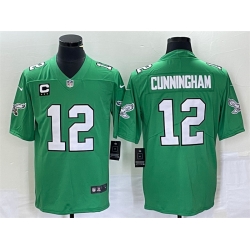 Men Philadelphia Eagles 12 Randall Cunningham Green With C Patch Stitched Football Jersey Men Philadelphia Eagles 12 Randall Cunningham Green With C Patch Stitched Football Jersey