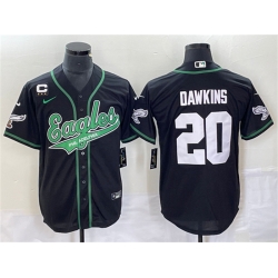 Men Philadelphia Eagles 20 Brian Dawkins Black With C Patch Cool Base Stitched Baseball Jersey Men Philadelphia Eagles 20 Brian Dawkins Black With C Patch Cool Base Stitched Baseball Jersey