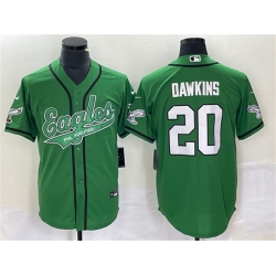 Men Philadelphia Eagles 20 Brian Dawkins Green Cool Base Stitched Baseball Jersey Men Philadelphia Eagles 20 Brian Dawkins Green Cool Base Stitched Baseball Jersey