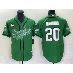 Men Philadelphia Eagles 20 Brian Dawkins Green With C Patch Cool Base Stitched Baseball Jersey Men Philadelphia Eagles 20 Brian Dawkins Green With C Patch Cool Base Stitched Baseball Jersey