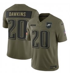 Men Philadelphia Eagles 20 Brian Dawkins Olive 2025 Salute to Service Limited Stitched Football Jersey Men Philadelphia Eagles 20 Brian Dawkins Olive 2025 Salute to Service Limited Stitched Football Jersey
