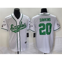 Men Philadelphia Eagles 20 Brian Dawkins White Cool Base Stitched Baseball Jersey Men Philadelphia Eagles 20 Brian Dawkins White Cool Base Stitched Baseball Jersey