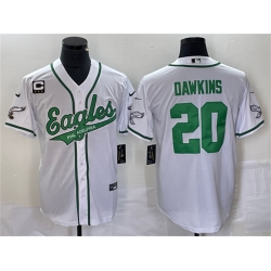 Men Philadelphia Eagles 20 Brian Dawkins White With C Patch Cool Base Stitched Baseball Jersey Men Philadelphia Eagles 20 Brian Dawkins White With C Patch Cool Base Stitched Baseball Jersey