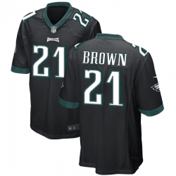 Men Philadelphia Eagles 21 Sydney Brown Black Stitched Game Jersey Men Philadelphia Eagles 21 Sydney Brown Black Stitched Game Jersey