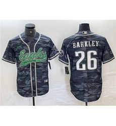 Men Philadelphia Eagles 26 Saquon Barkley White Gold Cool Base Baseball Stitched Jersey