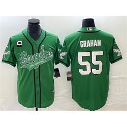 Men Philadelphia Eagles 55 Brandon Graham Green With C Patch Cool Base Stitched Baseball Jersey Men Philadelphia Eagles 55 Brandon Graham Green With C Patch Cool Base Stitched Baseball Jersey