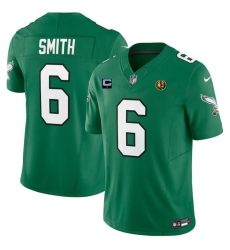 Men Philadelphia Eagles 6 DeVonta Smith Green 2023 F U S E  Throwback With 1 Star C Patch And John Madden Patch Vapor Limited Stitched Football Jersey