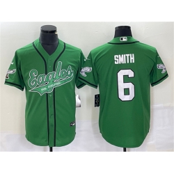 Men Philadelphia Eagles 6 DeVonta Smith Green Cool Base Stitched Baseball Jersey Men Philadelphia Eagles 6 DeVonta Smith Green Cool Base Stitched Baseball Jersey