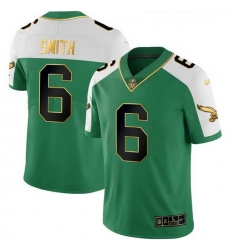 Men Philadelphia Eagles  6 DeVonta Smith Kelly Green Alternate Gold Stitched Football Jersey