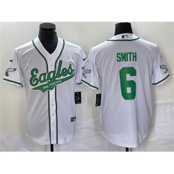 Men Philadelphia Eagles 6 DeVonta Smith White Cool Base Stitched Baseball Jersey Men Philadelphia Eagles 6 DeVonta Smith White Cool Base Stitched Baseball Jersey