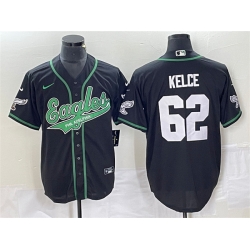 Men Philadelphia Eagles 62 Jason Kelce Black Cool Base Stitched Baseball Jersey Men Philadelphia Eagles 62 Jason Kelce Black Cool Base Stitched Baseball Jersey